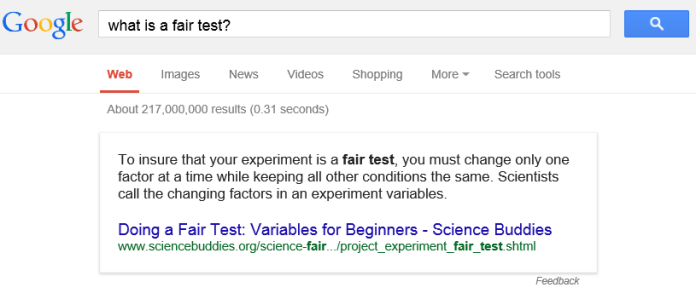 Hey Google, what is a fair test?